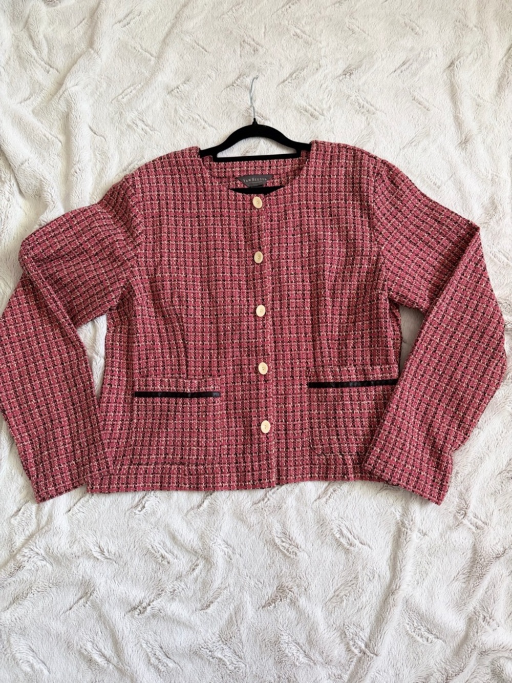Van Heusen Rose-Pink Tweed Button Jacket